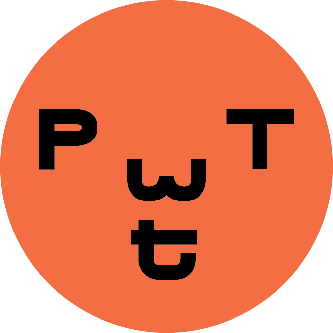 PwtT logo - orange circle with PwtT letters making a face
